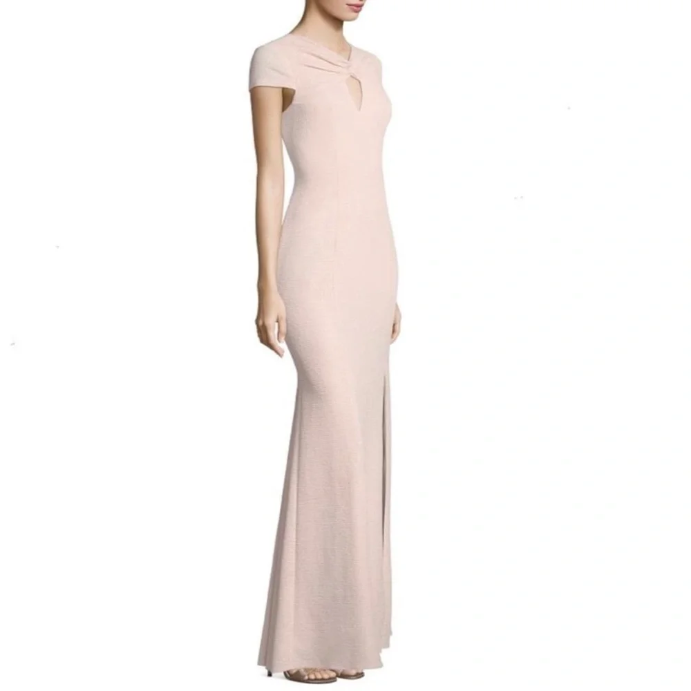 Adrianna Papell Blush Metallic Knit Formal Dress - Picture 2 of 10